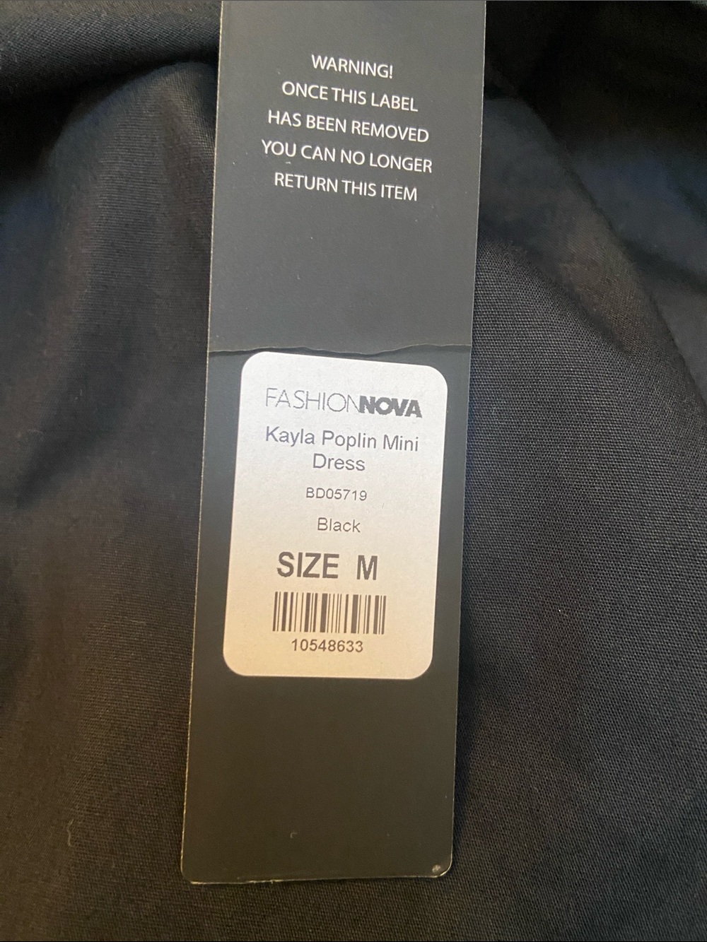 Edgy Black Poplin Mini Dress - Picture 10 of 11